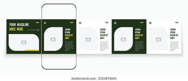 Carousel banner design with editable cellphone mockup. 
cellphone carousel template post. Marketing carousel banner template pack. Creative social media post design bundle