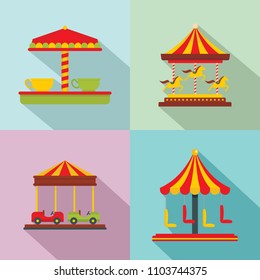 Carousel carnival horse icons set. Flat illustration of 4 carousel carnival horse vector icons for web