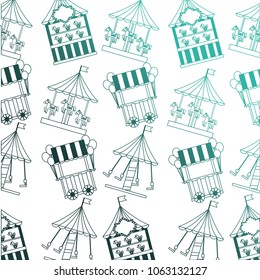 carousel carnival with kiosks pattern background