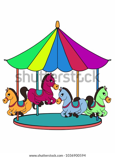 Carousel Cartoon Illustration Stock Vector (Royalty Free) 1036900594 ...