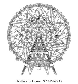 Carousel Ferris Wheel Silhouette Vector 73. Vector Illustration Of Carousel Isolated On White Background.