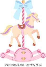 Carousel Horse Attraction Vector Illustration