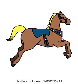 carousel horse carnival icon vector illustration