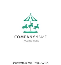 Carousel horse circus carnival logo vector illustration