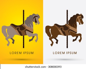 Carousel horse, graphic vector.