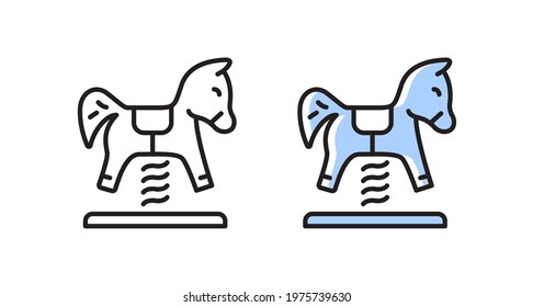 Carousel horse icon. Children amusement park. Vector simple symbol.