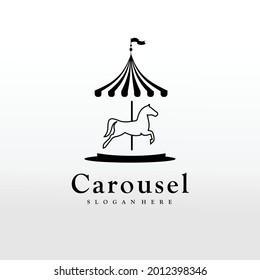 concepto de diseño del logotipo de caballo carrusel