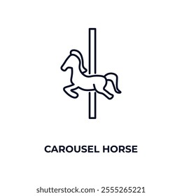 carousel horse outline icon. Linear vector from entertainment concept. Thin line carousel horse icon isolated on white background