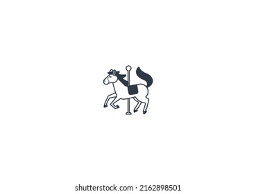 Carousel Horse Vector Isolated Emoticon. Carousel Horse Icon