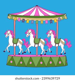 carousel with horses circus arena