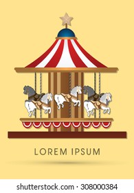 Carousel horses, graphic vector.