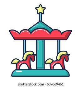Carousel with horses icon. Cartoon illustration of carousel with horses vector icon for web design