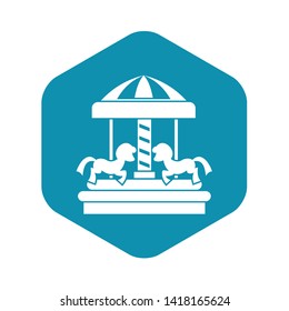 Carousel with horses icon in simple style isolated on white background vector illustration
