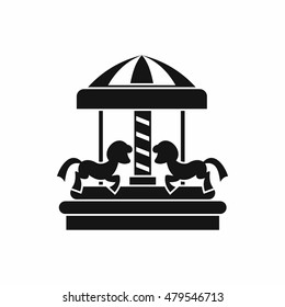Carousel with horses icon in simple style isolated on white background vector illustration