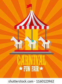 carousel horses retro poster carnival fun fair