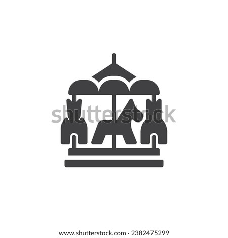 Carousel with horses vector icon. filled flat sign for mobile concept and web design. Merry go round horse glyph icon. Amusement park symbol, logo illustration. Vector graphics
