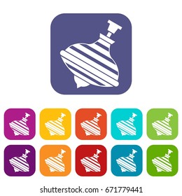 Carousel humming top icons set vector illustration in flat style In colors red, blue, green and other