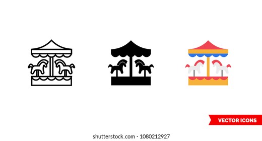 Carousel icon of 3 types: color, black and white, outline. Isolated vector sign symbol.