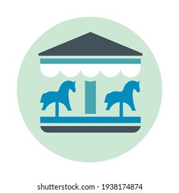 Carousel icon, circus carousel with horses, vector illustration