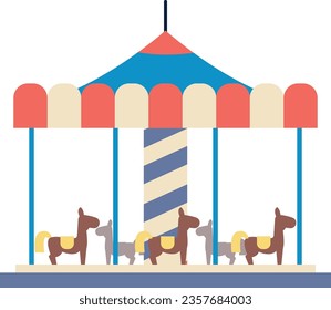 Carousel icon. Color merry go round. Country funfair symbol