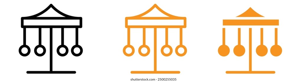 Carousel Icon Set Amusement Park Ride Illustrations for Fun and Entertainment Projects