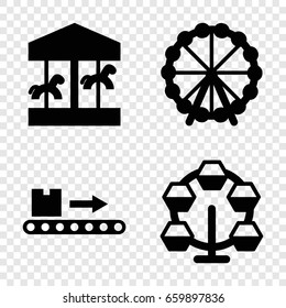 Carousel icons set. set of 4 carousel filled icons such as ferris wheel, luggage scan