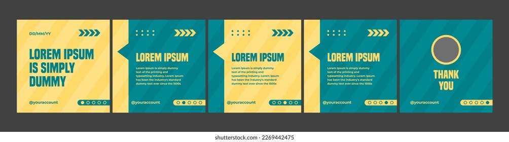 carousel layout templates. microblog or carousel social media template with yellow and green color combination