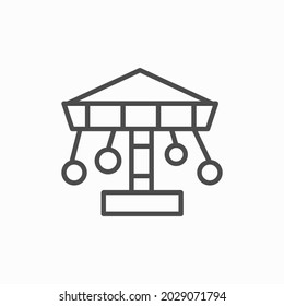 Carousel line icon, Amusement park concept, amusement ride with seats sign on white background