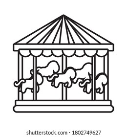 carrusel diseño de ilustración vectorial de línea de atracción mecánica de hadas