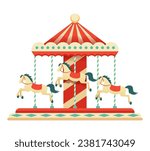 Carousel. Merry go round. Vector clipart isolated on white background.