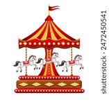 Carousel. Merry go round. Vector 3d clipart isolated on white background.