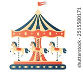 Carousel. Merry go round. Vector clipart isolated on white background.