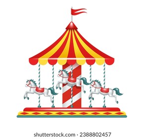 Carousel. Merry go round. Vector clipart isolated on white background.