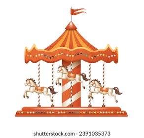 Carousel. Merry go round. Vector clipart isolated on white background.