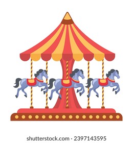 Carousel. Merry go round. Vector clipart isolated on white background.