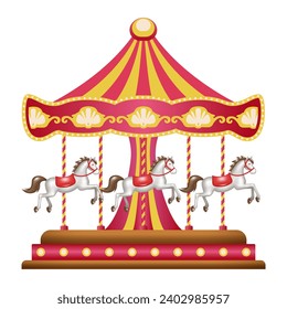 Carousel. Merry go round. Vector clipart isolated on white background.