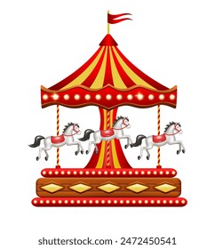 Carousel. Merry go round. Vector 3d clipart isolated on white background.