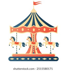 Carousel. Merry go round. Vector clipart isolated on white background.