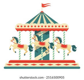 Carousel. Merry go round. Vector clipart isolated on white background.