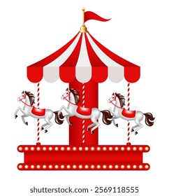 Carousel. Merry go round. Vector 3d clipart isolated on white background.