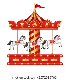 Carousel. Merry go round. Vector 3d clipart isolated on white background.