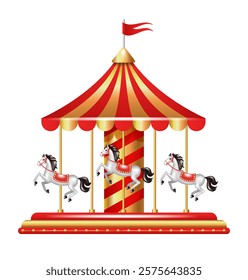 Carousel. Merry go round. Vector clipart isolated on white background.