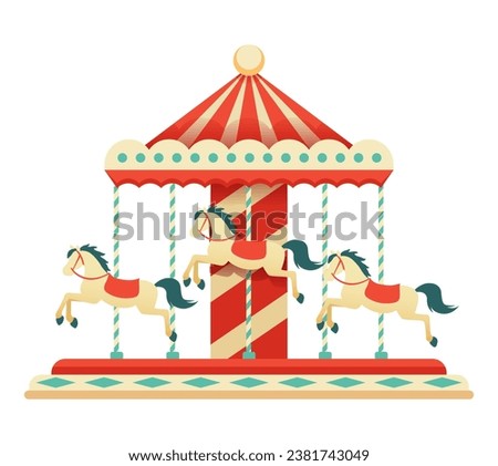 Carousel. Merry go round. Vector clipart isolated on white background.