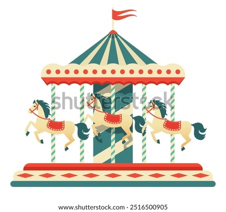 Carousel. Merry go round. Vector clipart isolated on white background.