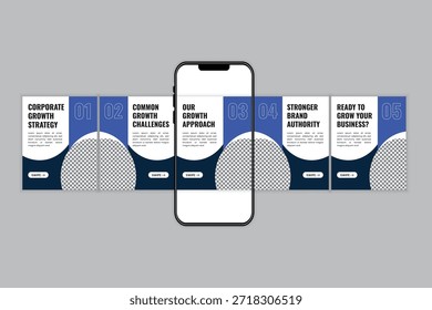 Modelo de design de carrossel ou microblog para estratégia de crescimento corporativo