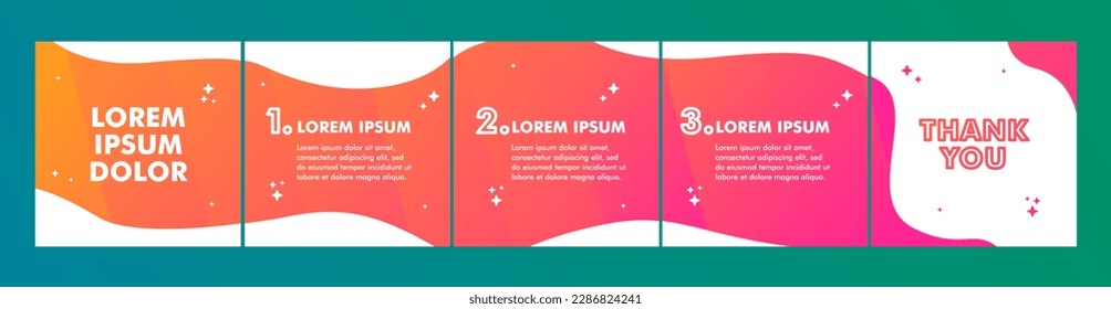 carousel or microblog layout template design for social media post. red gradient color theme social media template