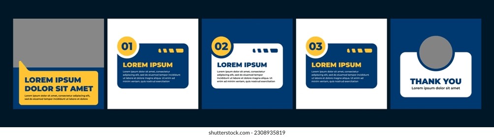 carousel or microblog slide template for social media posts. social media template with blue and orange theme