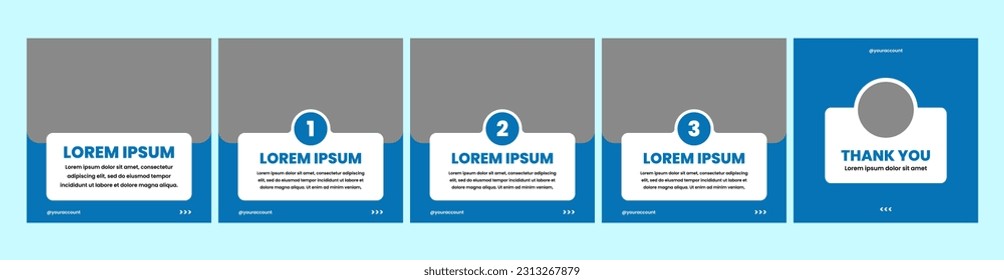 carousel or microblog slide template for social media post. social media template with light blue color theme