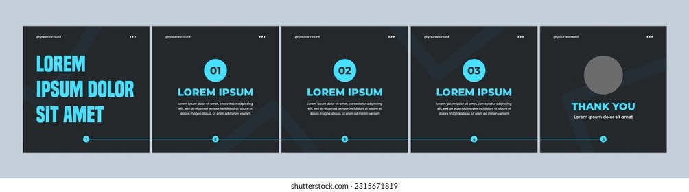 carousel or microblog slide template for social media post. dark color theme social media template