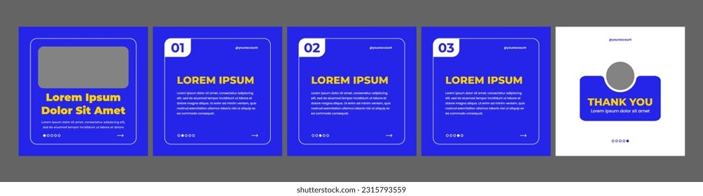 carousel or microblog slide template for social media post. social media template with blue color theme